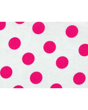 1 Inch Polka Dot Cotton Print White and Pink