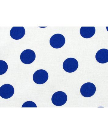 1 Inch Polka Dot Cotton Print White and Royal
