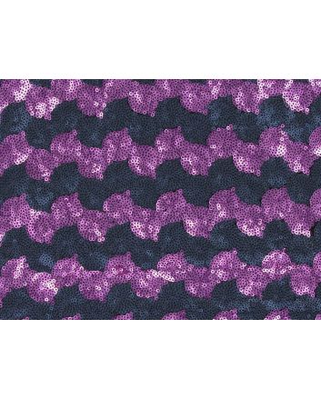 3mm Sequin Tulle with Two Tone Wave, Black and Wine