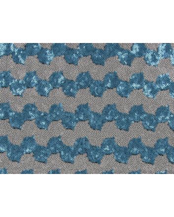 3mm Sequin Tulle with Two Tone Wave, Silver and Blue