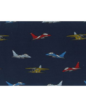 Aeroplane Pals Cotton Jersey, Navy