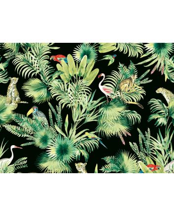 Amazonian Animals Printed Velvet, Black