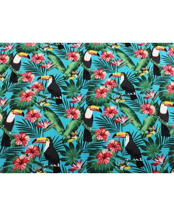 Amazonian Toucan Cotton Print, Blue