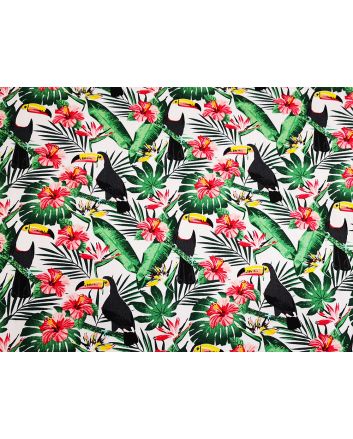 Amazonian Toucan Cotton Print, White