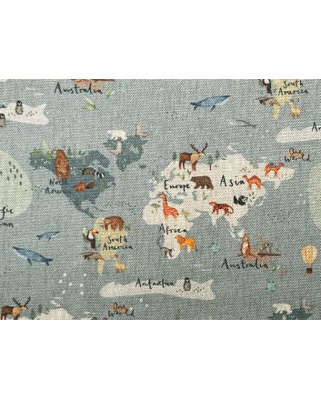 Animal Atlas Linen Look Cotton Panama, Blue