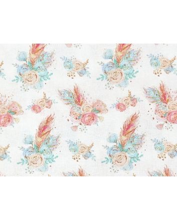 Animal Chic Cotton Print, Campout, Feather Flowers