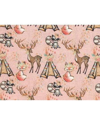 Animal Chic Cotton Print, Campout, Pink