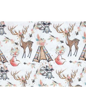 Animal Chic Cotton Print, Campout, White