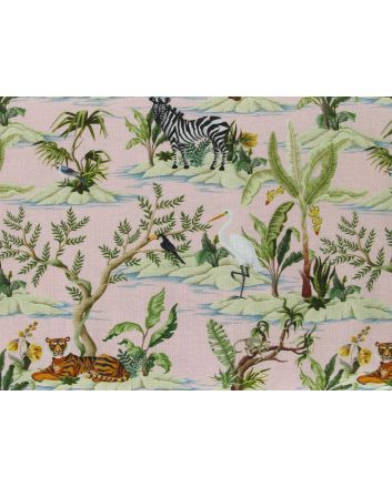 Animal Kingdom Printed Linen Blend, Salmon