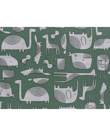 Animal Outline Cotton Print, Green