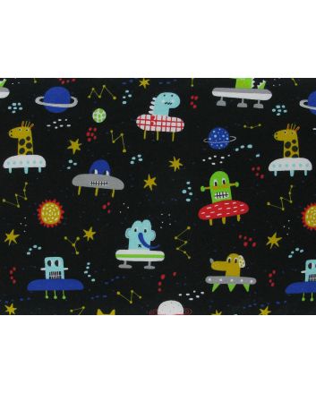 Animals In Space Cotton Jersey, Black