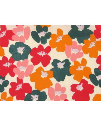 Arty Flowers Polycotton Print, Cream