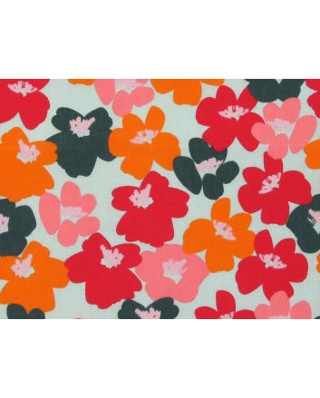 Arty Flowers Polycotton Print, Mint