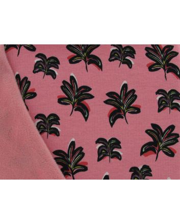 Arty Leaves Printed Alpine Fleece Sweatshirt, Pink