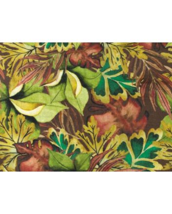 Autumn Leaves Cotton Double Gauze, Brown