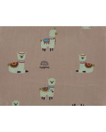 Awesoma Llama Cotton Print, Dusky Pink