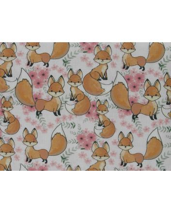 Baby Fox Poppy Digital Cotton Print