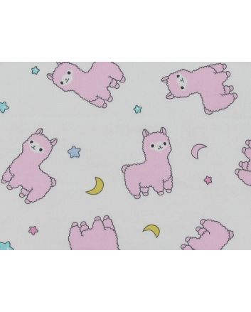 Baby Llama Night Cotton Poplin Print, Ivory