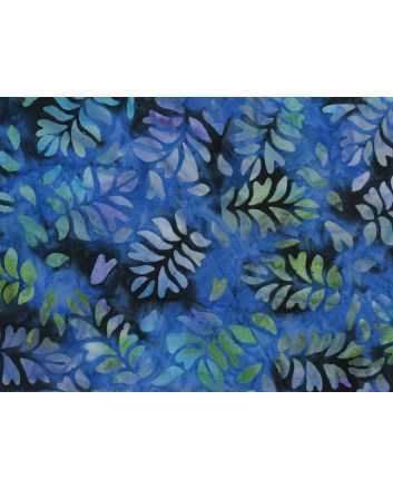 Bali Batik Cotton, Fern Leaf, Azure