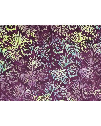 Bali Batik Cotton, Floral Butterfly, Grape