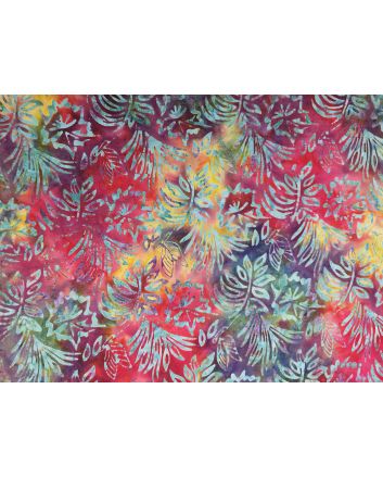 Bali Batik Cotton, Floral Butterfly, Red Glow