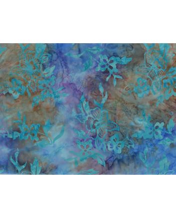 Bali Batik Cotton, Hibiscus, Cobalt