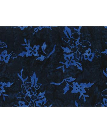 Bali Batik Cotton, Hibiscus, Cobalt