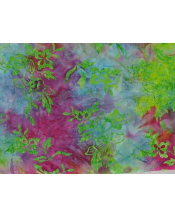 Bali Batik Cotton, Hibiscus, Shocking