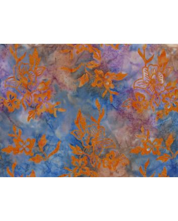 Bali Batik Cotton, Hibiscus, Tangerine
