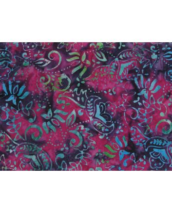 Bali Batik Cotton, Night Garden, Berry