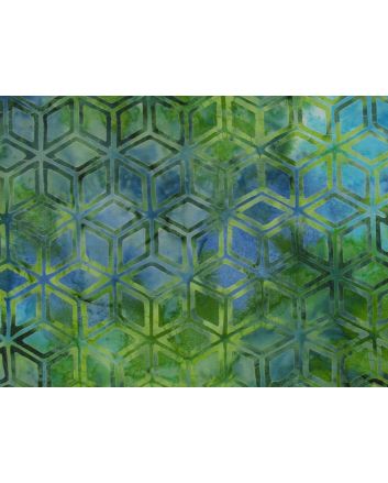 Bali Batik Cotton, Star Cube, Grass