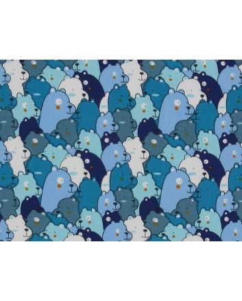 Bear Brigade Cotton Poplin Print, Blue