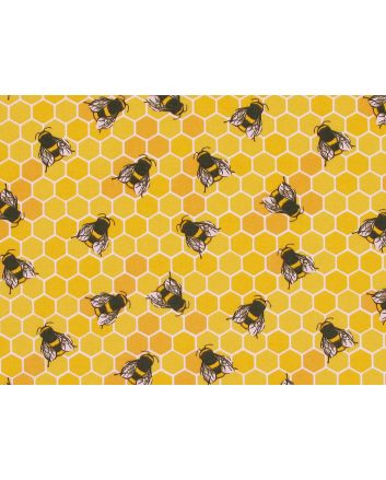 Bee Hive Cotton Poplin Print, Yellow