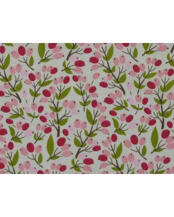 Berry Bliss Polycotton Print, Cream