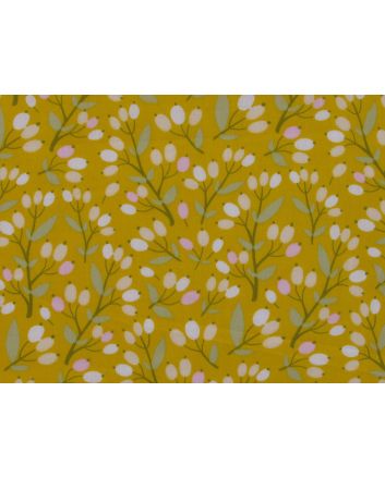 Berry Bliss Polycotton Print, Ochre