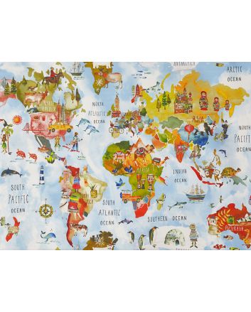 Big Adventure Map Heavy Cotton Print