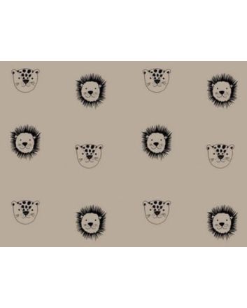 Big Cat Faces Organic Cotton Print, Taupe