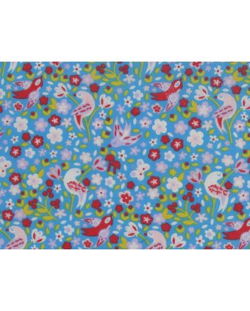 Birds And Blooms Polycotton Print, Blue