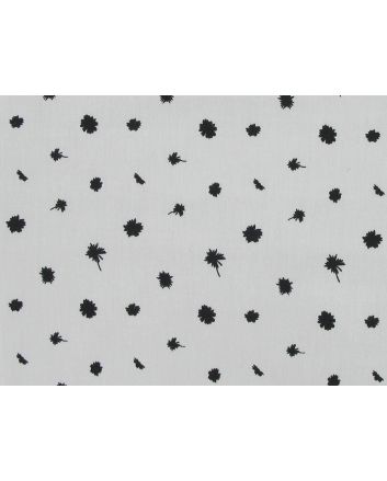 Blossom Flutter Printed Cotton Twill, White