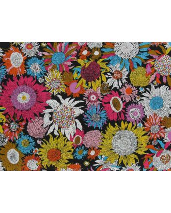 Bohemian Garden Cotton Print, Ebony