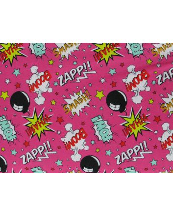 Boom Pow Wow Cotton Jersey, Cerise