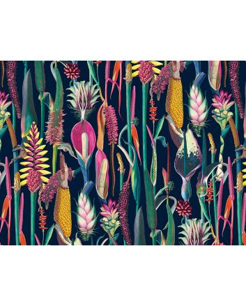 Botanical Wonders Printed Velvet, Navy