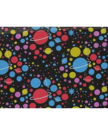 Bright Planet Galaxy Polycotton Print, Red and Blue