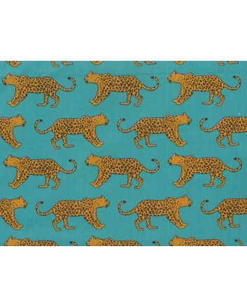 Bright Safari Cheetah Polycotton Print, Aqua