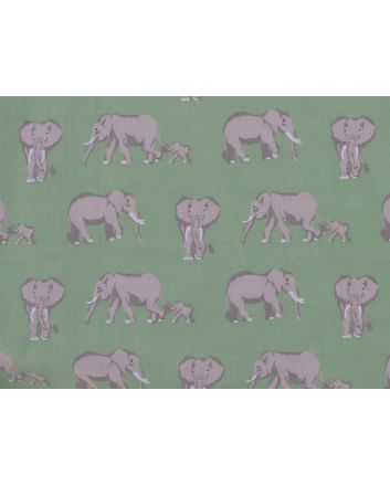 Bright Safari Elephant Polycotton, Mint