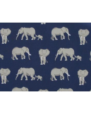 Bright Safari Elephant Polycotton, Navy