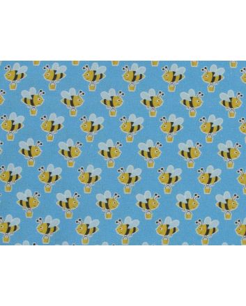 Buckets of Bees Cotton Print, Sky Blue