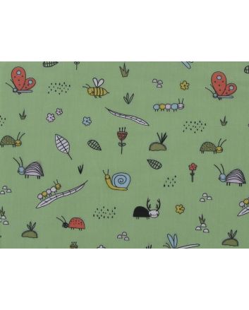 Bugs Life Polycotton Print, Sage