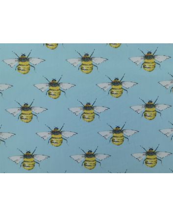 Busy Bees Cotton Poplin Print, Light Blue