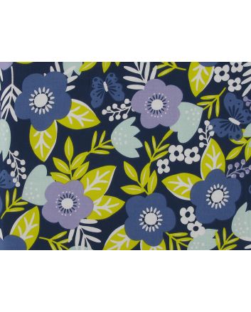Butterfly Bloom Cotton Print, Navy